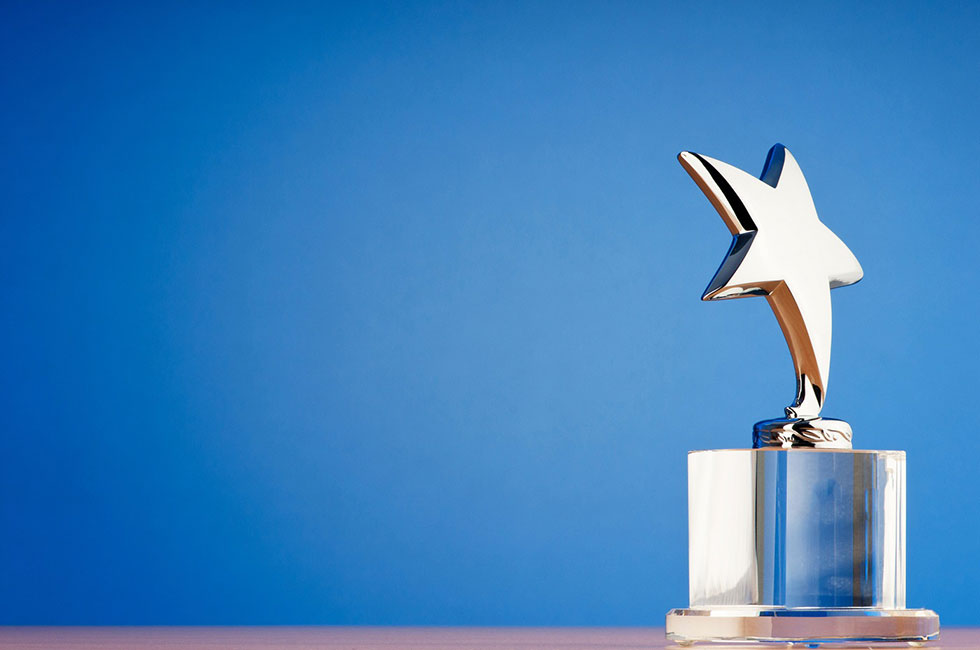 Image of a silver award star trophy